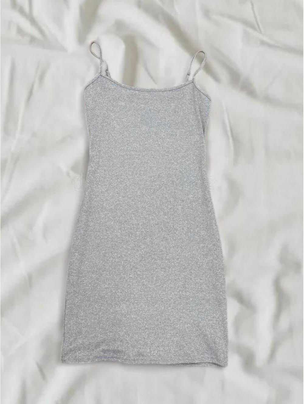 Grey Fitted Spaghetti Strap Mini Dress Size XS/ small